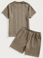 Conjunto de Verano – Remera y Short con Cordón (Marrón)